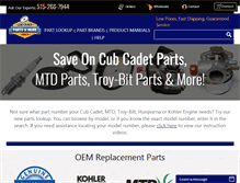 Tablet Screenshot of cubcadetpartsnmore.com